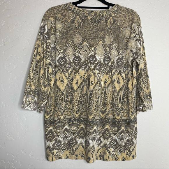 Chico's Tan All Over Mosaic Art to Wear Tunic 2 Large - Picture 9 of 10